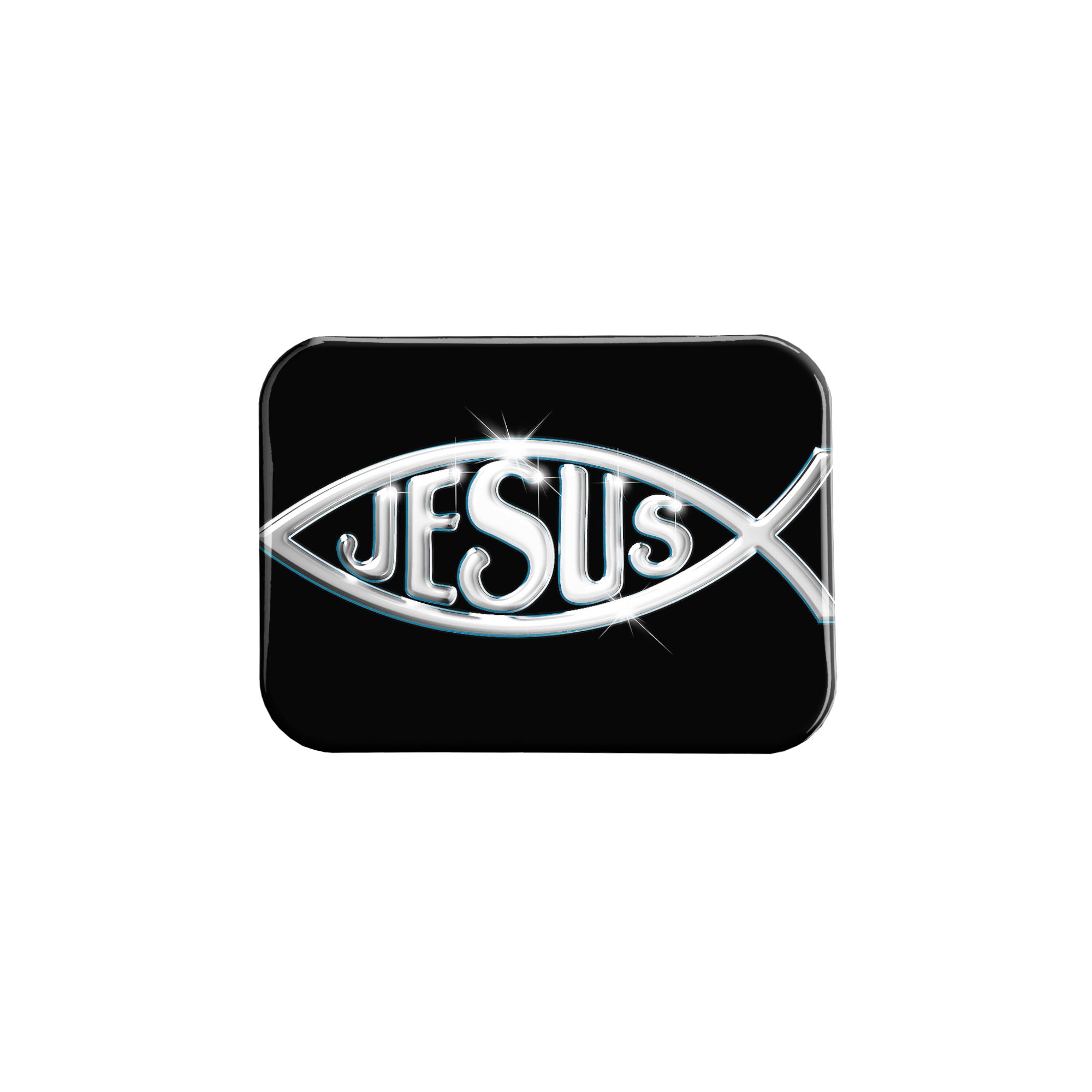 "Christian Fish Jesus in Silver" - 2.5" X 3.5" Rectangle Fridge Magnets