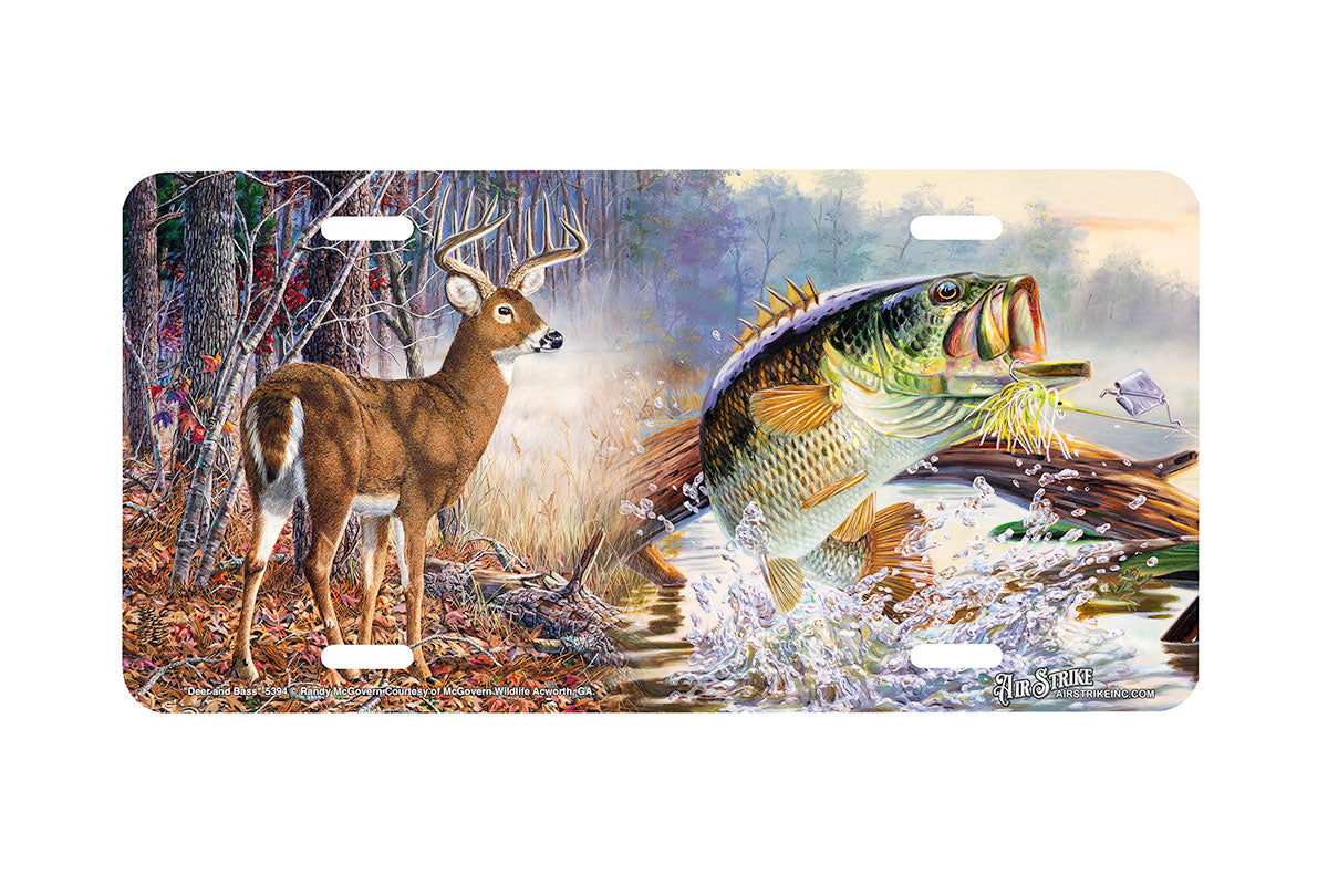 "Deer and Bass" - Decorative License Plate