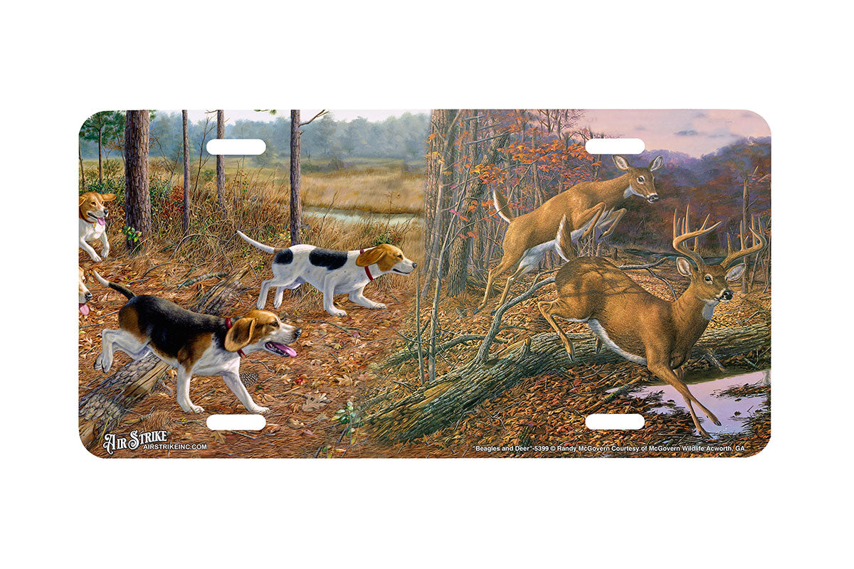 "Beagles and Deer" - Decorative License Plate