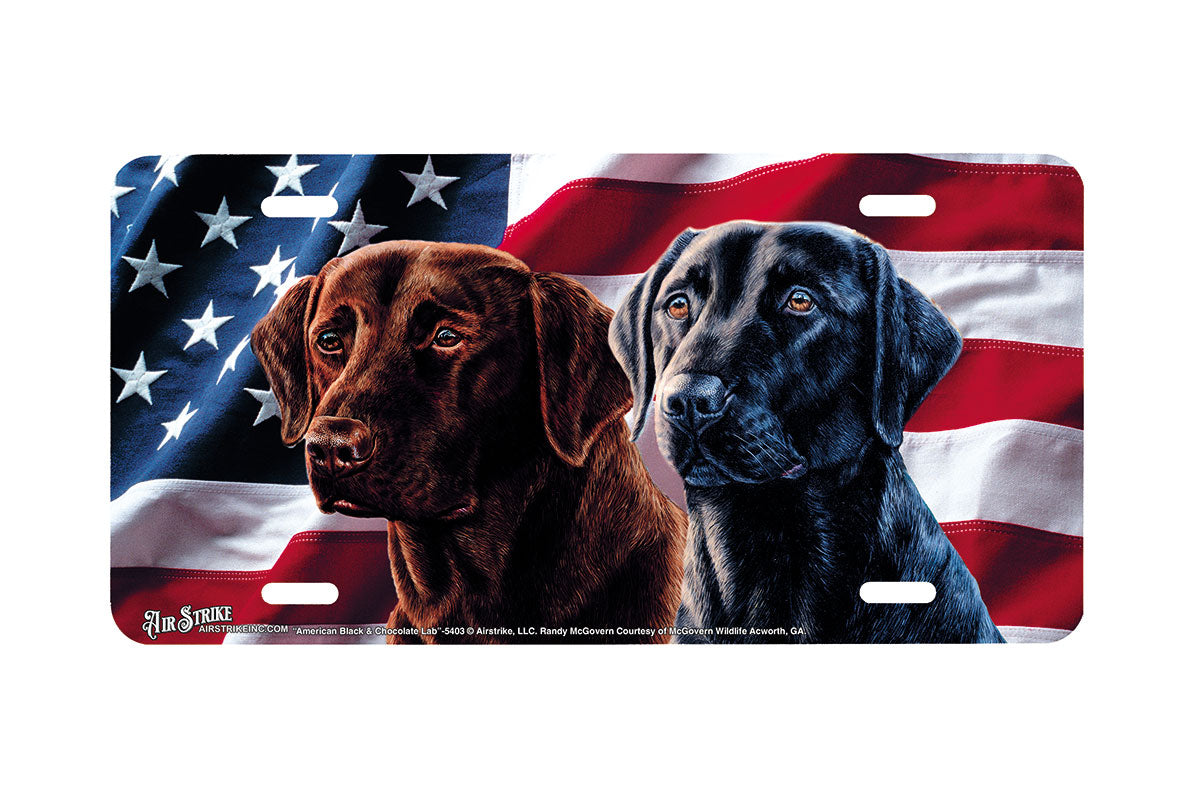 "American Black and Chocolate Lab" - Decorative License Plate