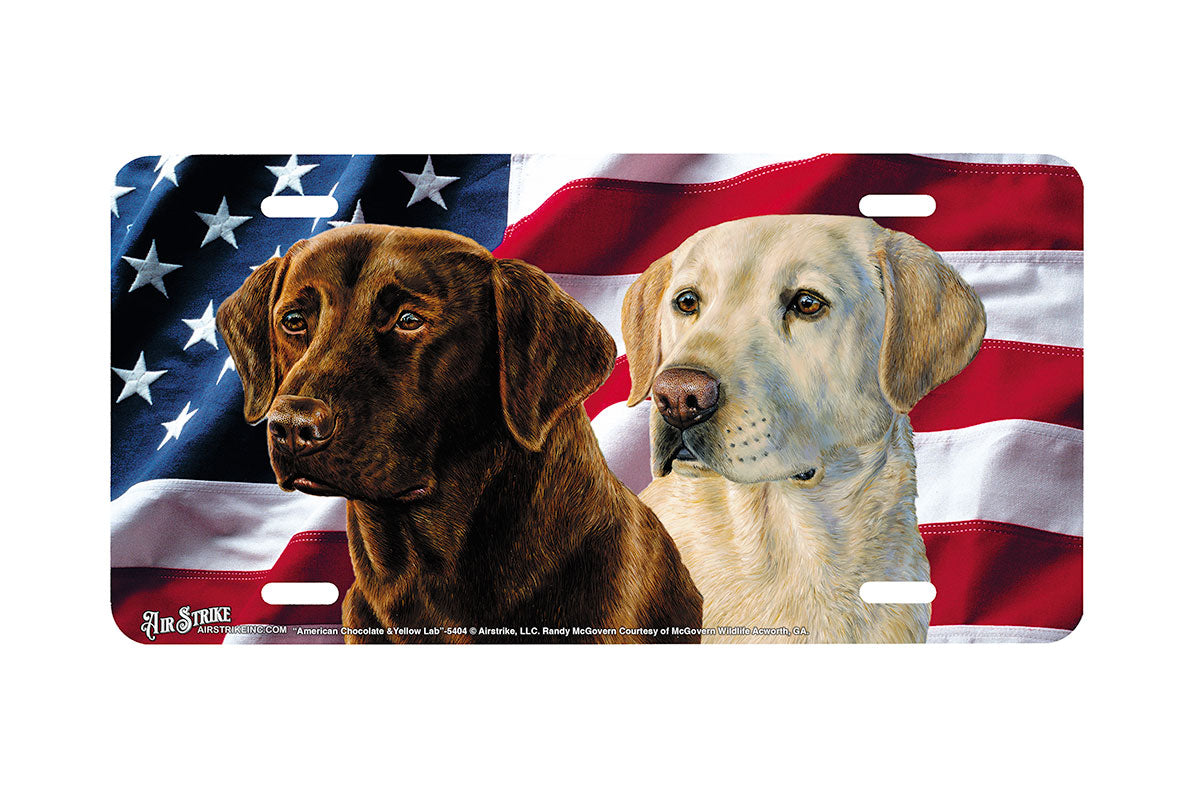 "American Chocolate and Yellow Lab" - Decorative License Plate