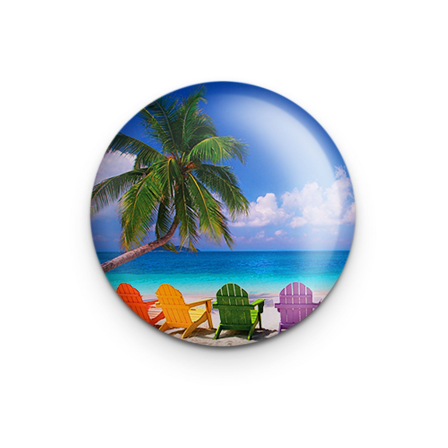 "Beach Chairs" - 1" Round Pinback Button