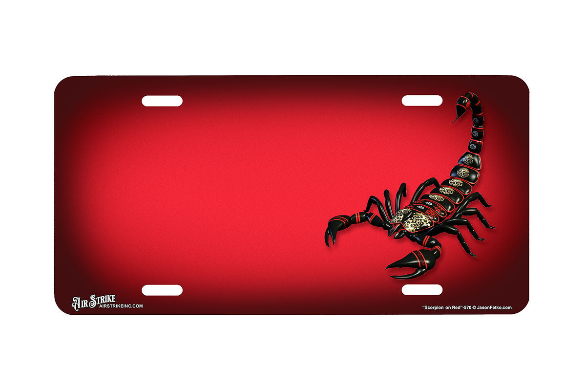 "Scorpion on Red" - Decorative License Plate