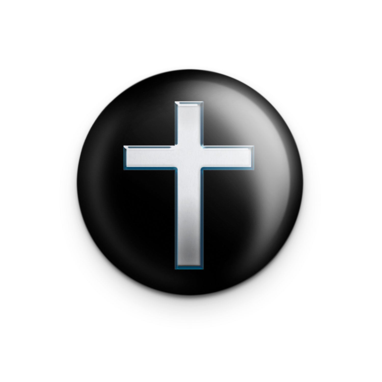"Cross in Silver" - 1" Round Pinback Button