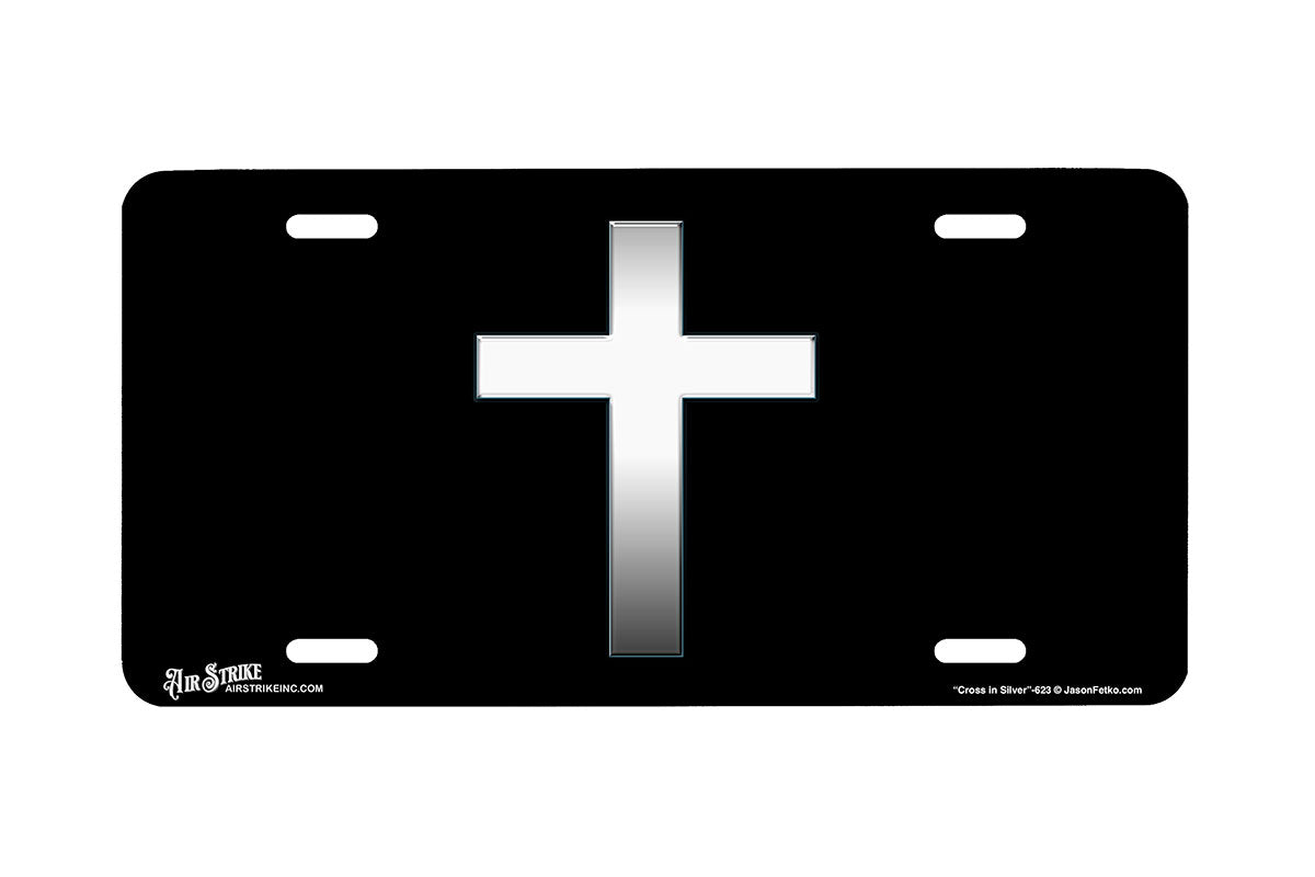 "Cross in Silver" - Decorative License Plate