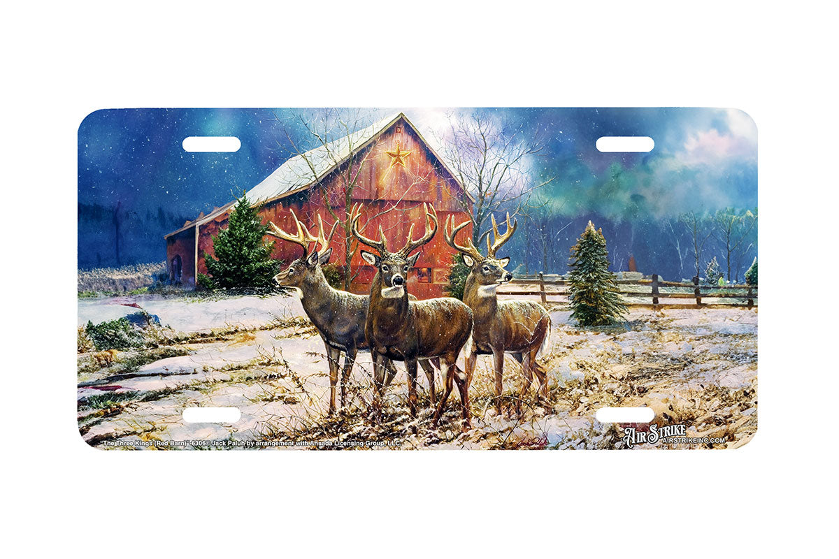 "The Three Kings Red Barn" - Decorative License Plate