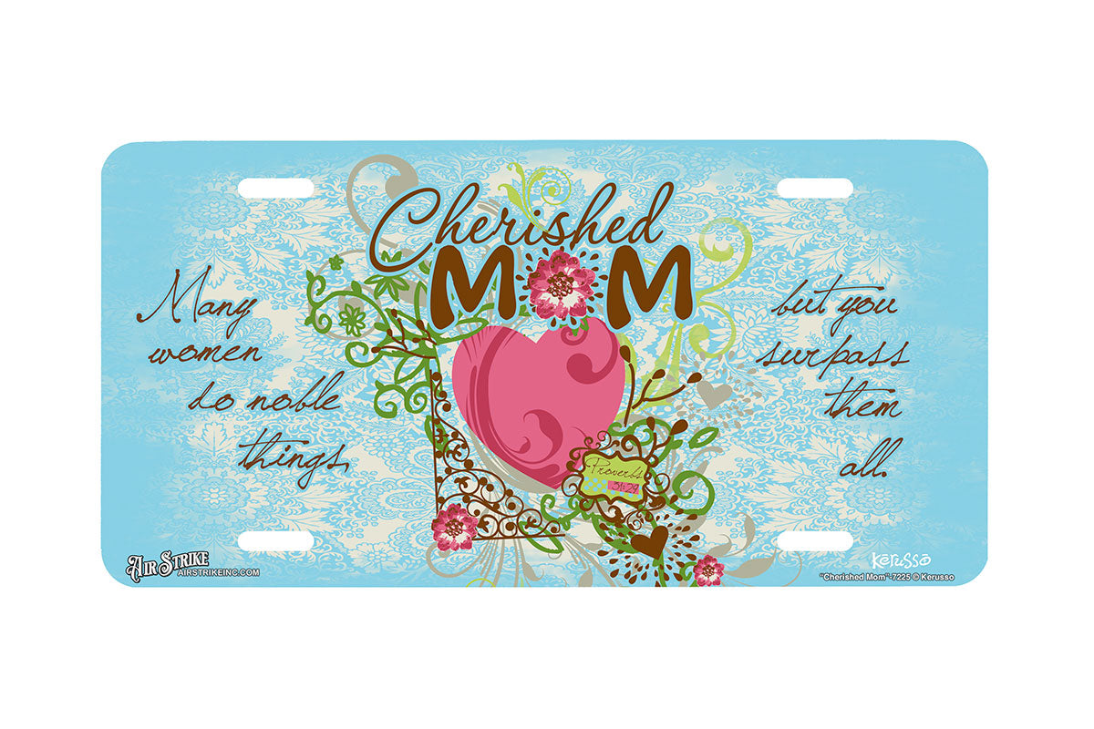 "Cherished Mom" - Decorative License Plate
