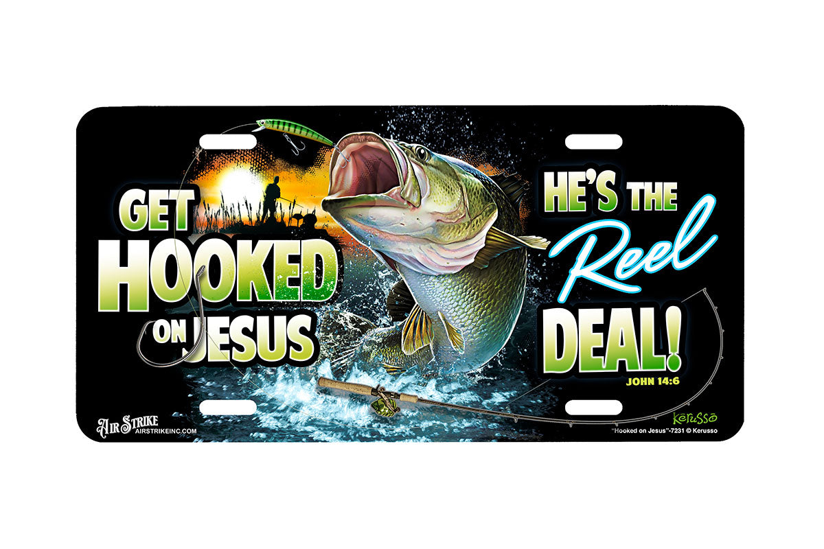 "Hooked on Jesus" - Decorative License Plate
