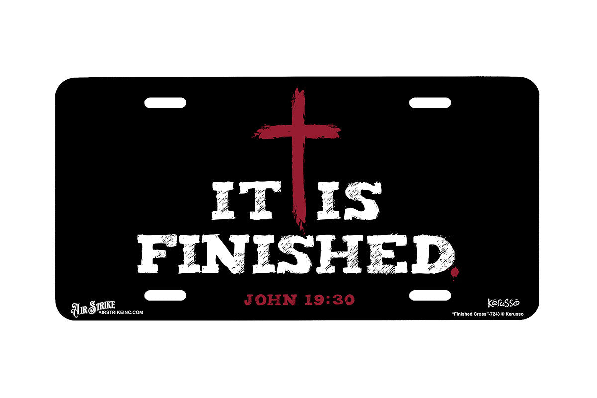 "Finished Cross" - Decorative License Plate