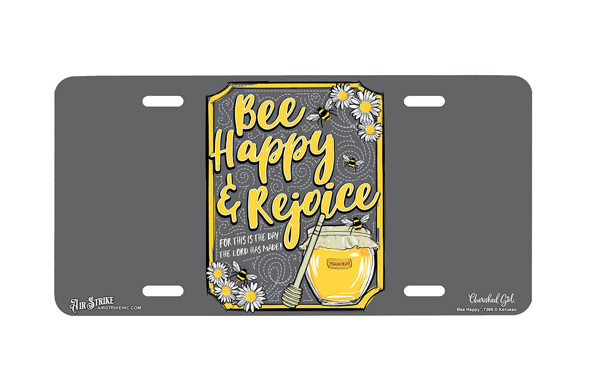 "Bee Happy" - Decorative License Plate