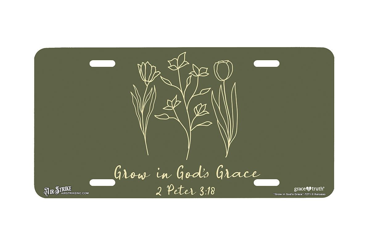 "Grow in God’s Grace" - Decorative License Plate