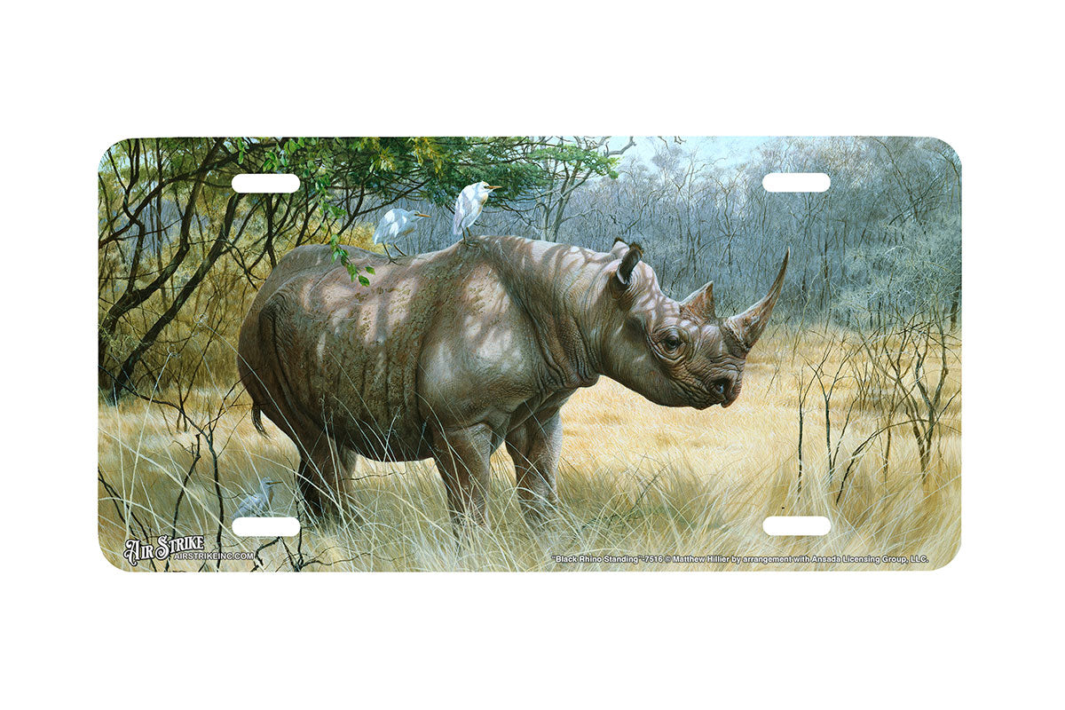 "Black Rhino Standing" - Decorative License Plate