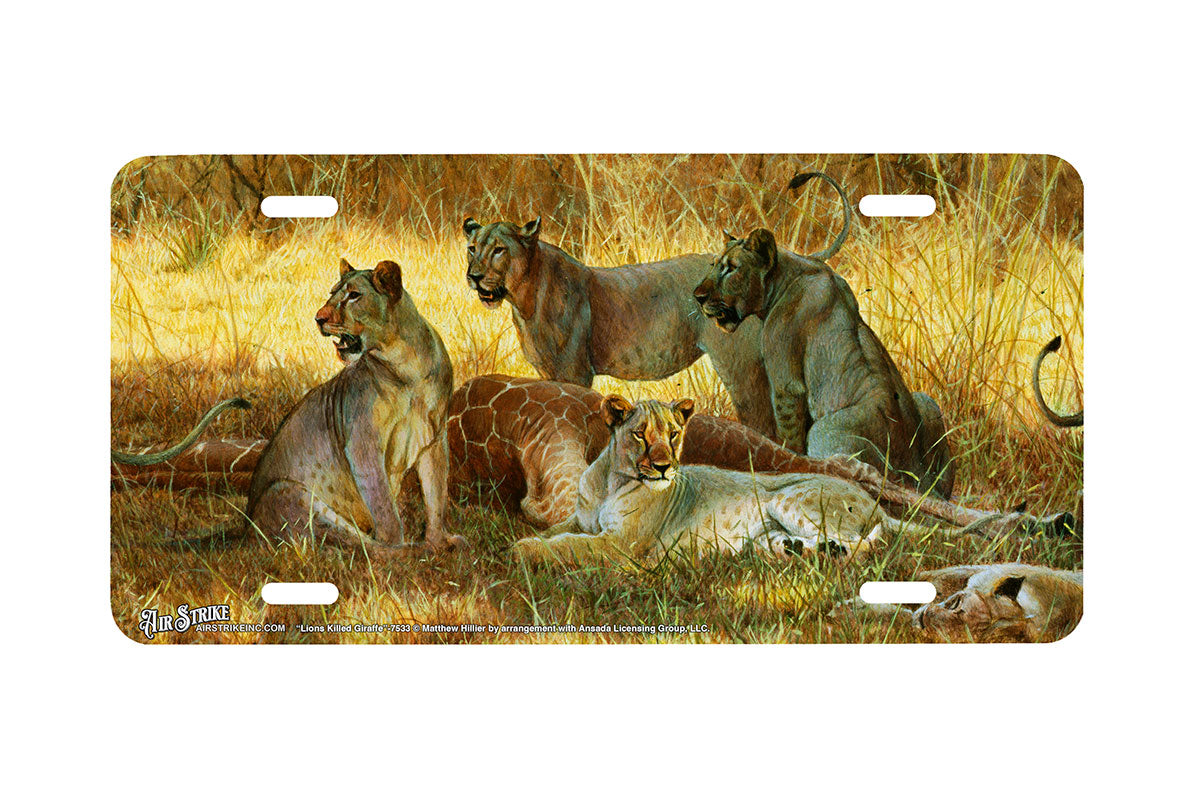 "Lions Killed Giraffe" - Decorative License Plate