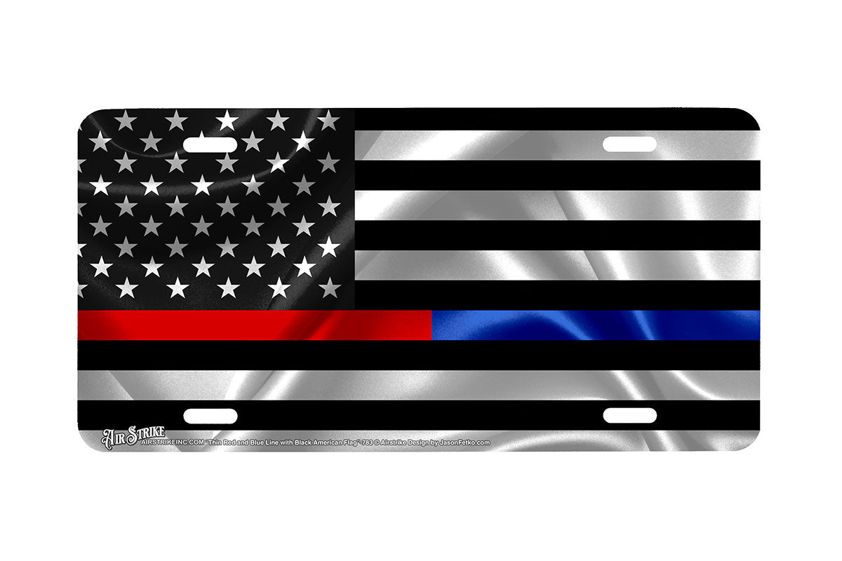 "Thin Red and Blue Line" - Decorative License Plate