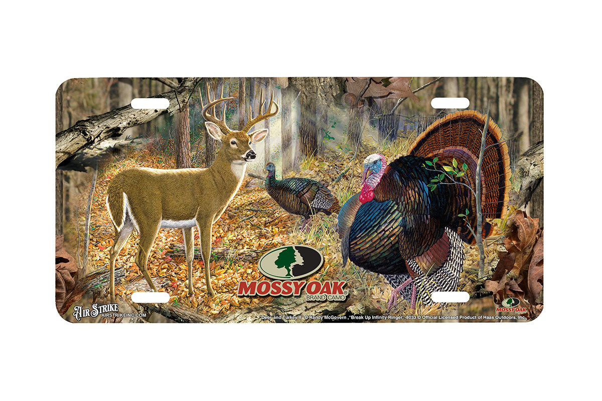 "Break Up Infinity Ringer and Deer and Turkey II" - Decorative License Plate