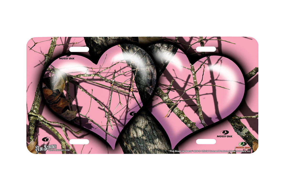 "Pink Break Up Hearts" - Decorative License Plate