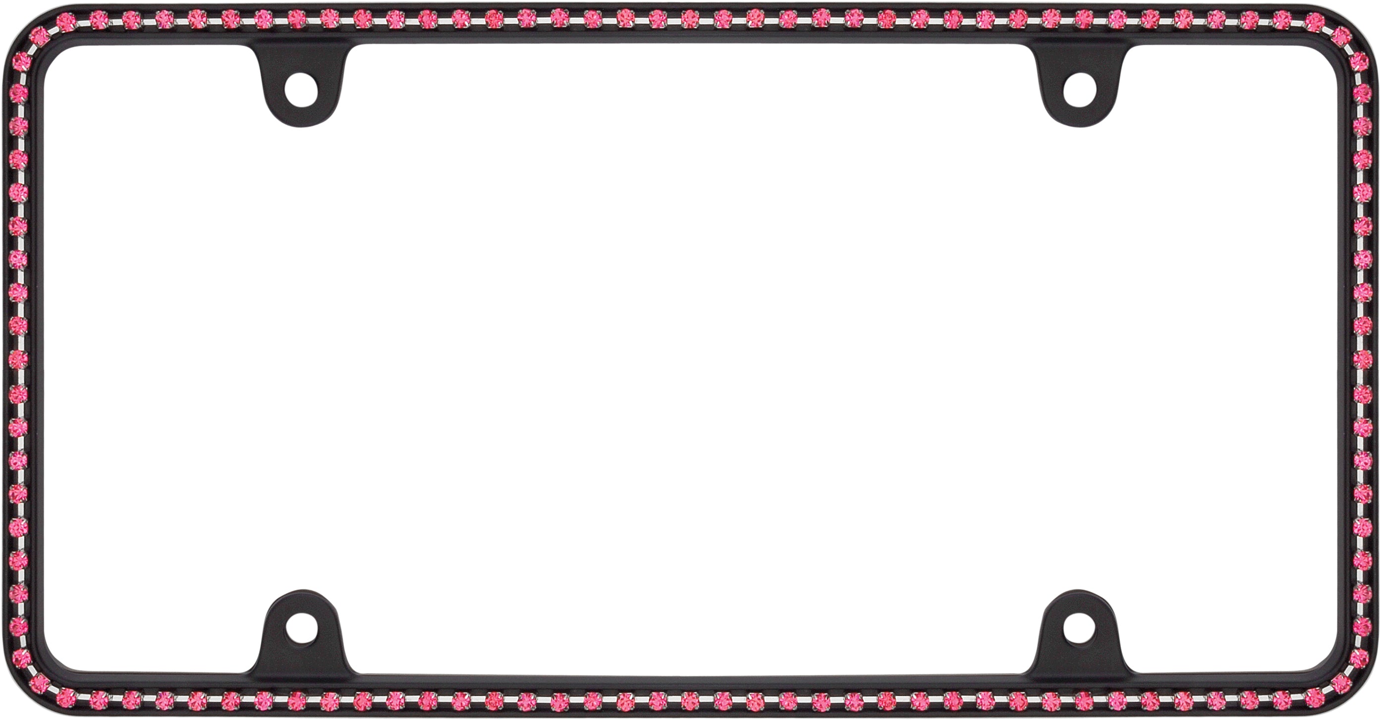 Pink Diamonds on Black License Plate Frame