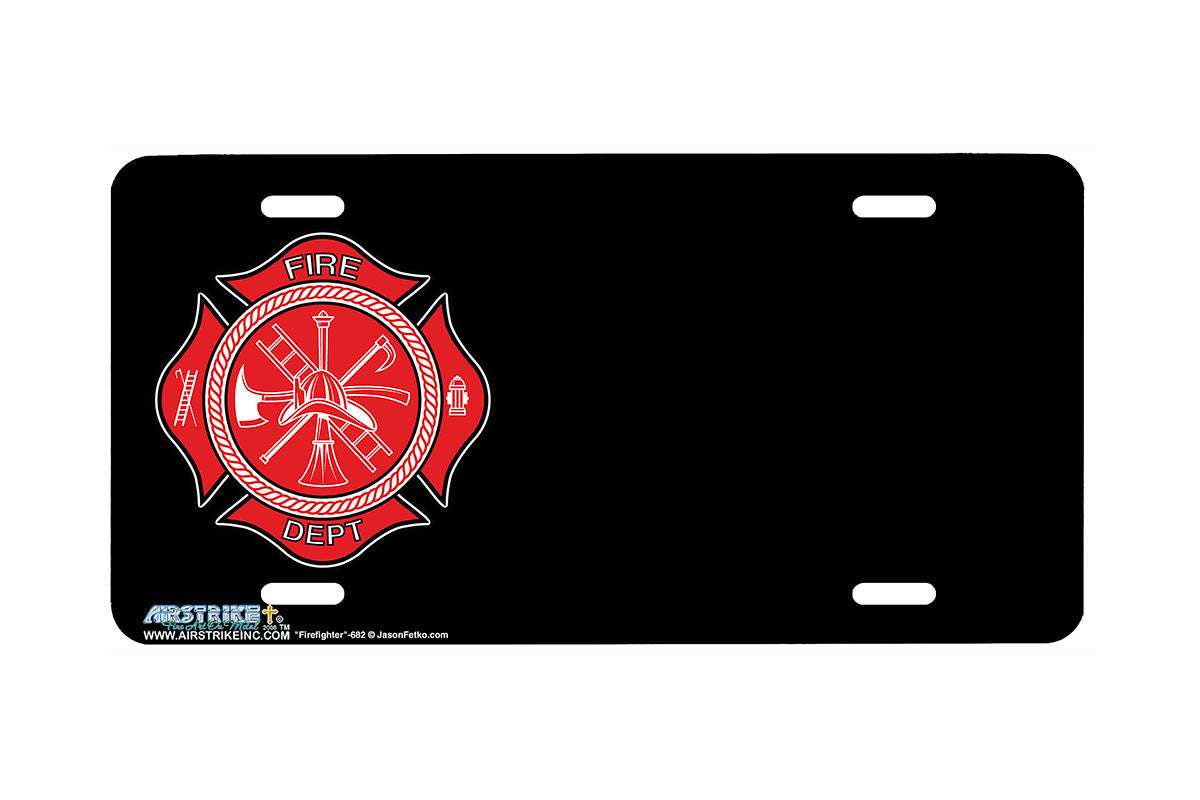 Airstrike® Firefighter License Plate 265-OB-"Firefighter Offset Black" Firefighter License Plates