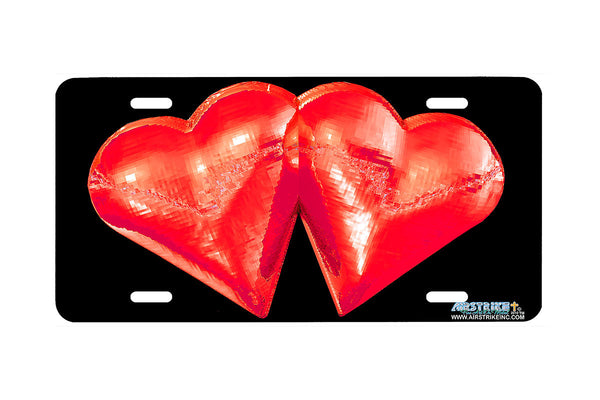 Airstrike® 218-"Red Metallic Hearts" License Plate