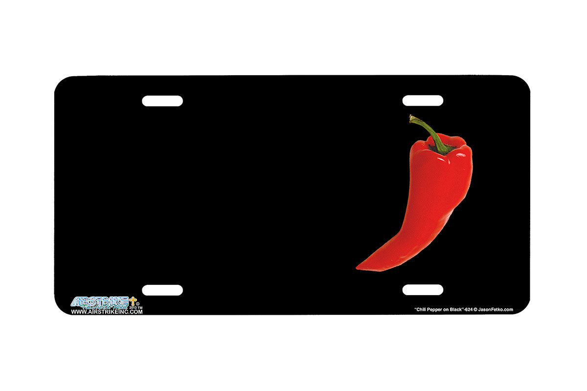 Airstrike® 624-"Chili Pepper on Black" License Plate