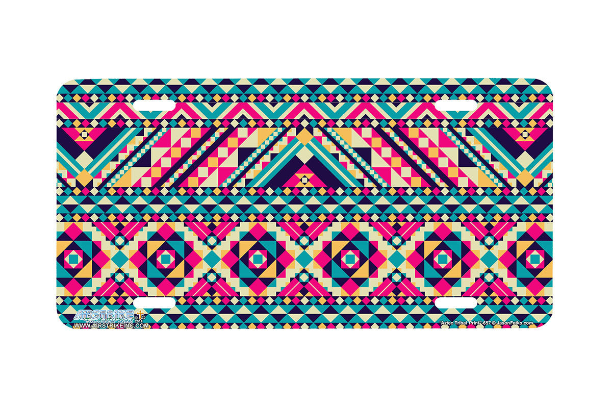 Airstrike® 657-"Aztec Tribal Print" Plain Pattern License Plate