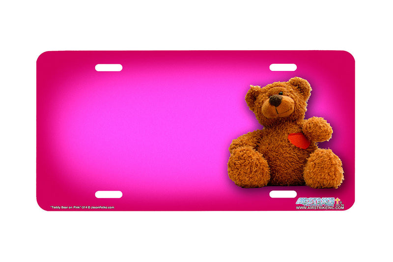 Airstrike® 314-"Teddy Bear on Pink" Teddy Bear Airbrushed License Plates