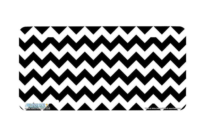 Airstrike® 625-"Black and White Chevron" Zig Zag Background License Plate
