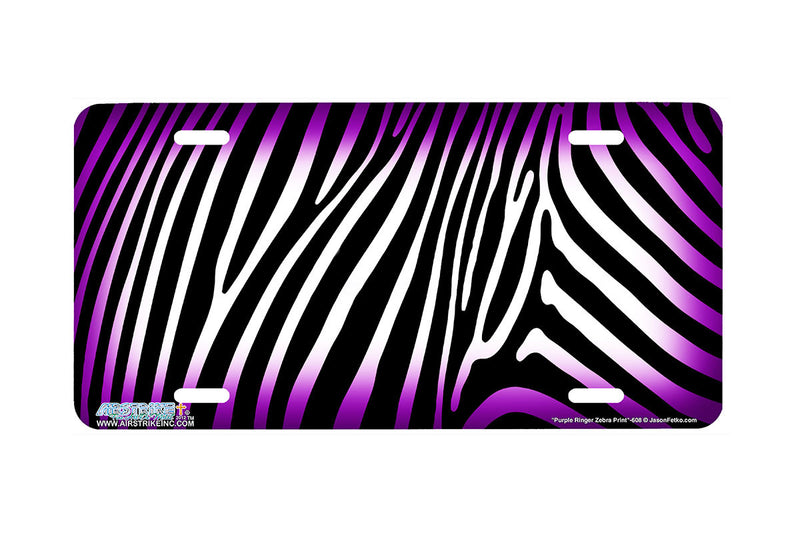 Airstrike® 608-"Purple Ringer Zebra Print" Zebra Background License Plate