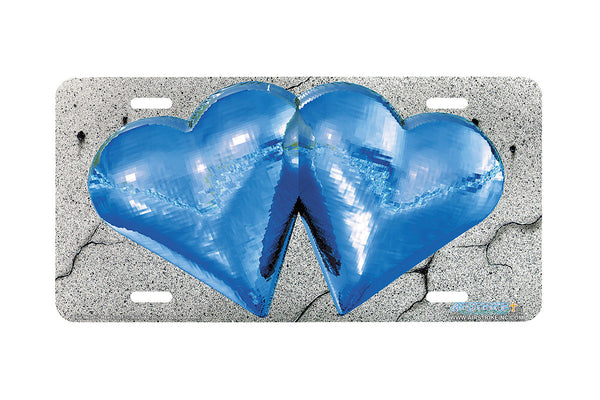 Airstrike® 217-"Blue Metallic Hearts" License Plate