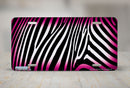 Airstrike® 609-"Pink Ringer Zebra Print" Zebra Background License Plate